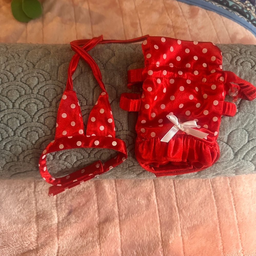 Red Polka Dot Dog Bikini – XS Puppy Size 🐶✨ Vintage Boutique Chic